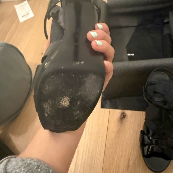 YSL sz 7.5 tribute black patent leather platform sandal - Picture 9 of 12